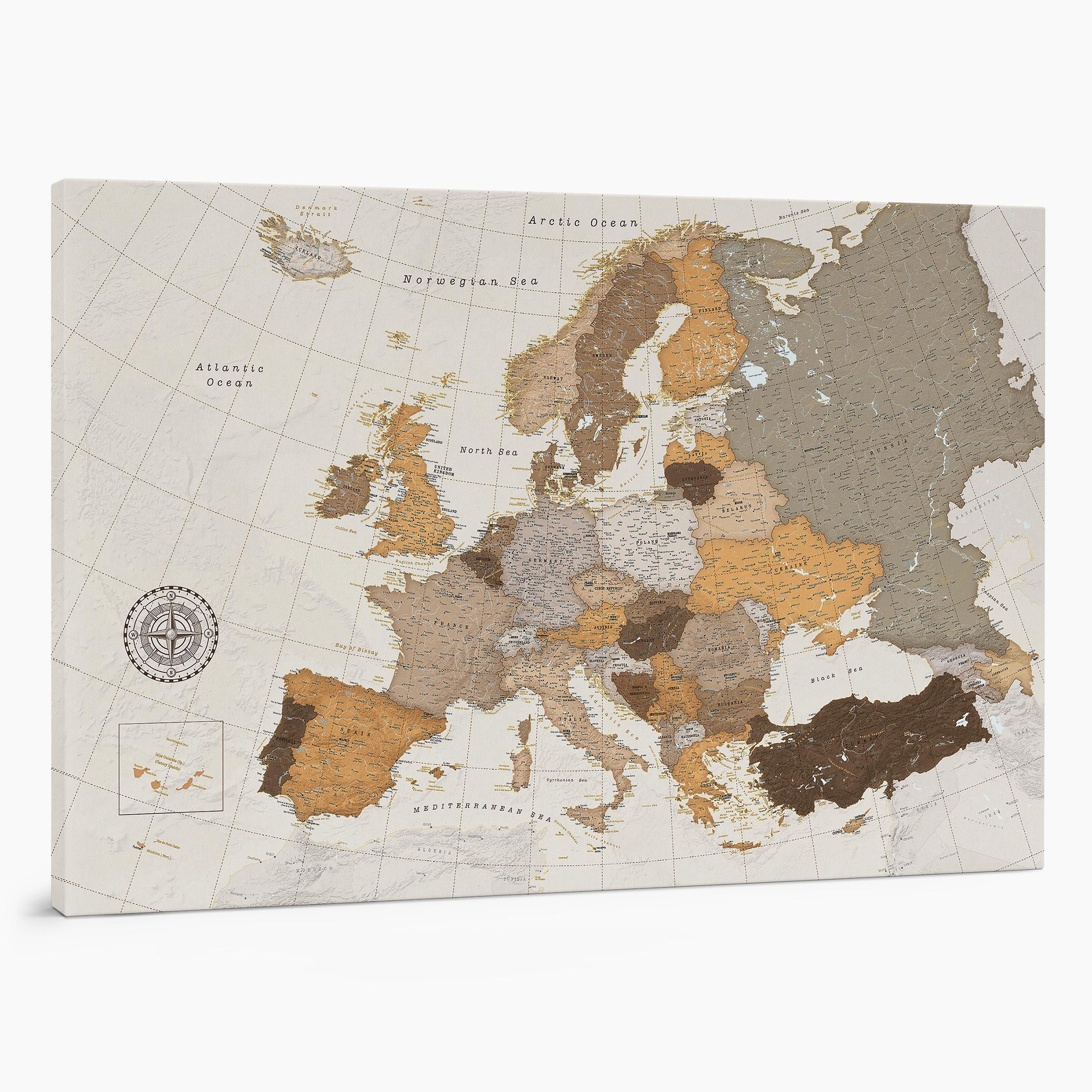12EU large push pin europe map to track places visited on canvas safari
