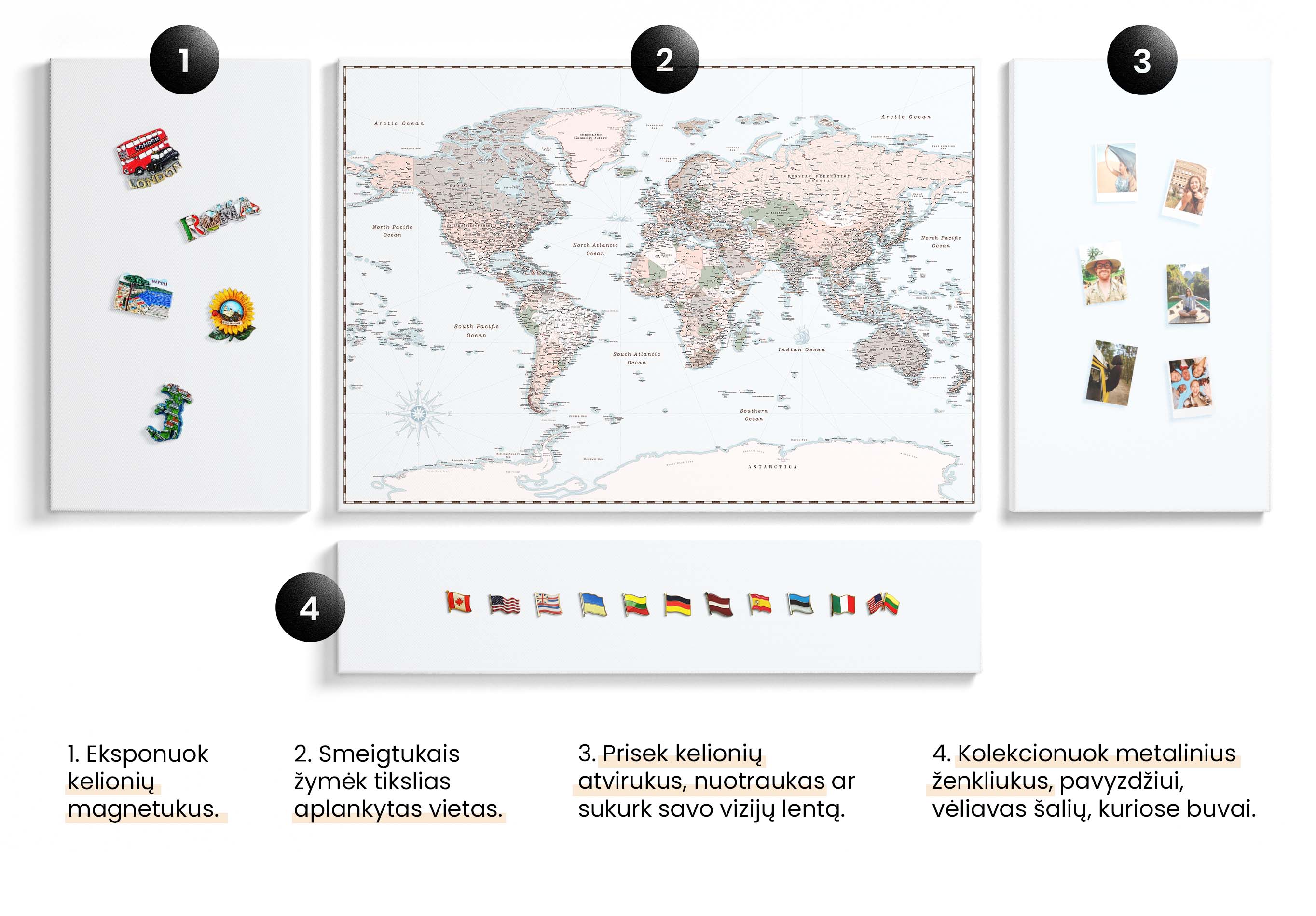 18BOARD kelioniu suvenyru lenta zemelapis tripmap