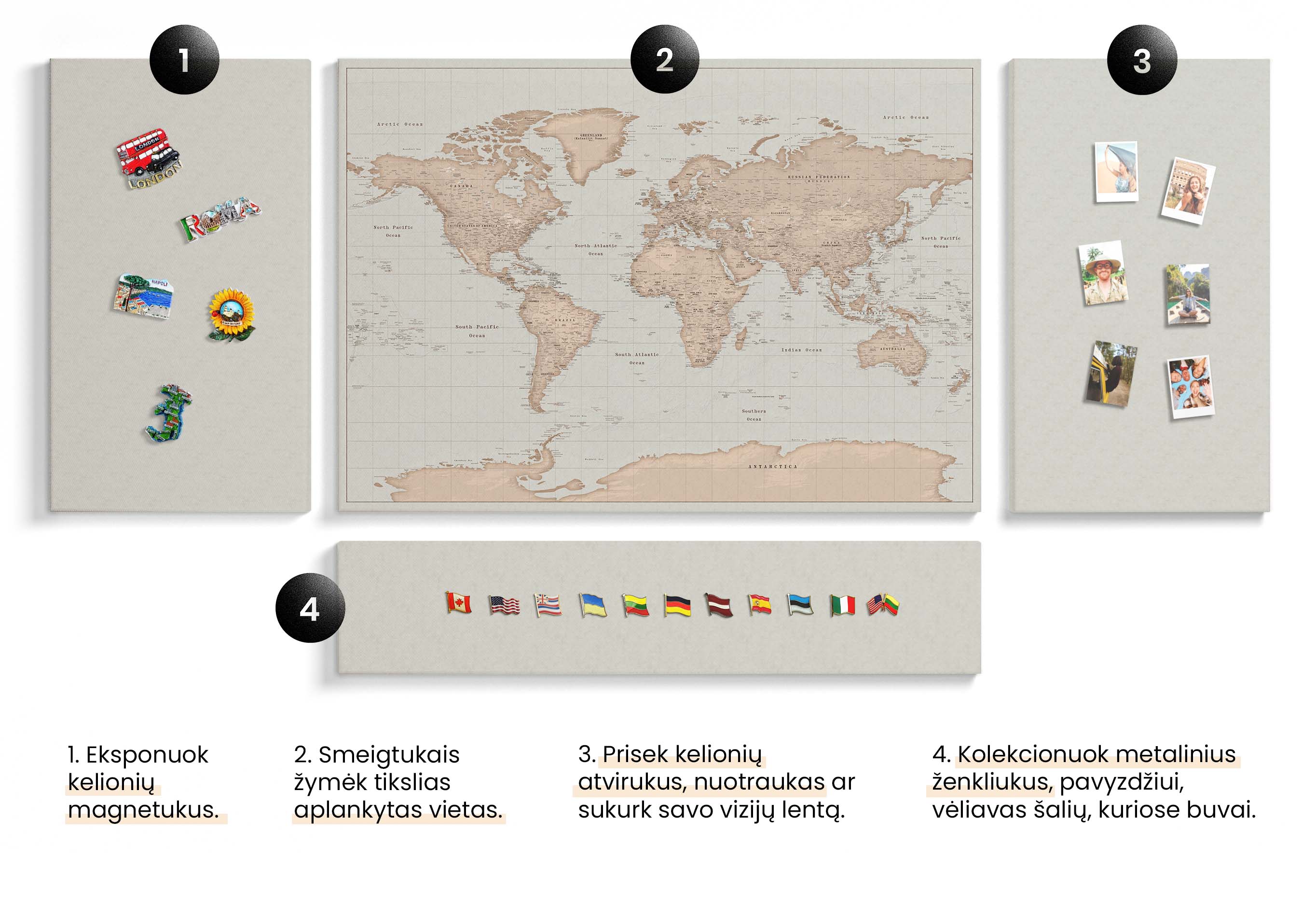 20BOARD kelioniu zemelapis ir magnetines lentos tripmap