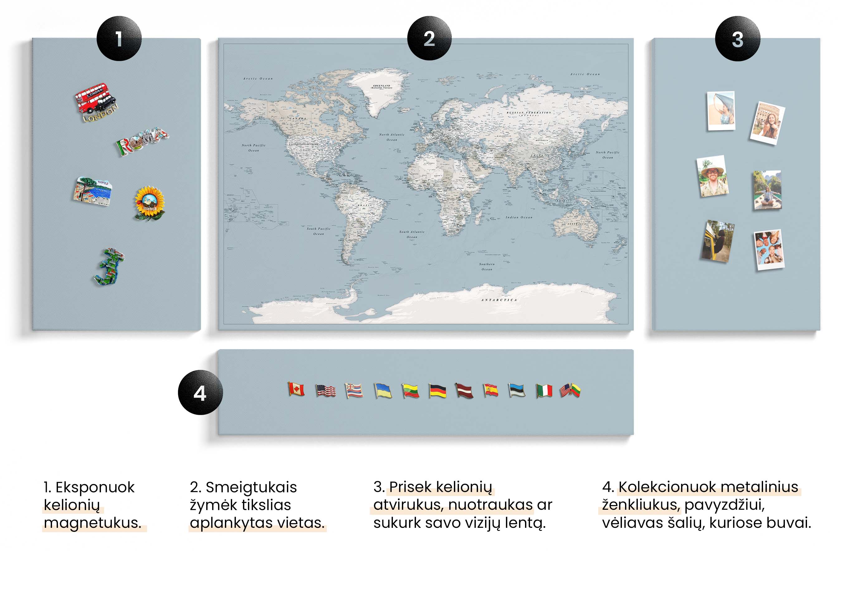 31BOARD kelioniu zemelapis ir kelioniu magnetukai